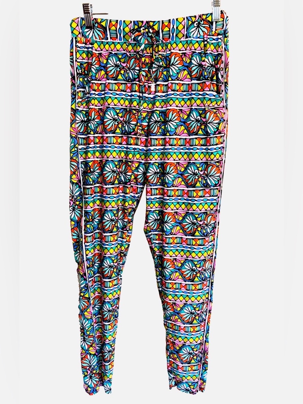 Trina Turk Swim Cover Up Pants Small Colorful Tropical Print Drawstring Beach